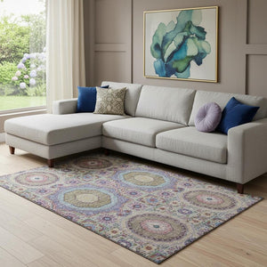 HomeRoots 9' X 12' Colorful Medallion Washable Area Rug - UV Protected, Non-Slip & Ideal for Family Spaces 708228