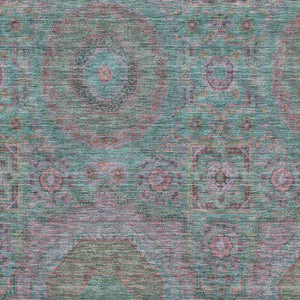 HomeRoots 5' X 8' Teal & Blush Medallion Area Rug – Washable, UV-Protected, Perfect for Busy Homes & Kids! 708231