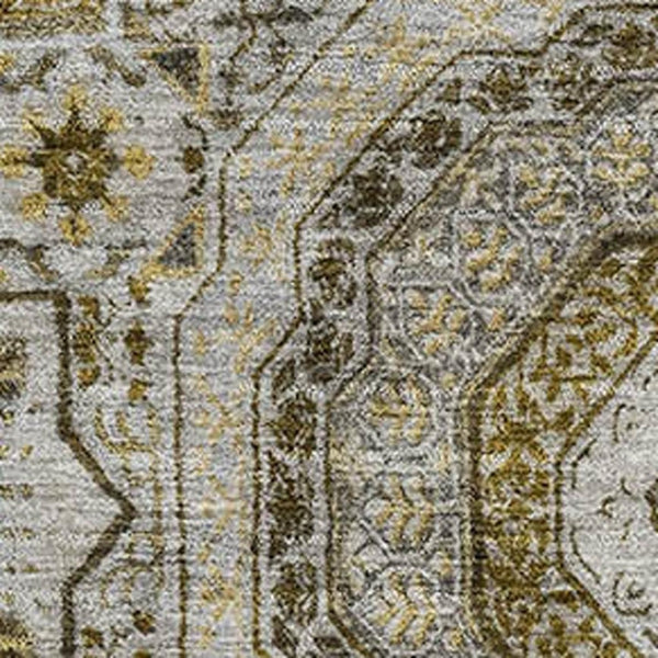 HomeRoots 5' X 8' Medallion Area Rug in Taupe, Ivory & Gold - Washable, UV-Protected, Kid & Pet Friendly! 708237
