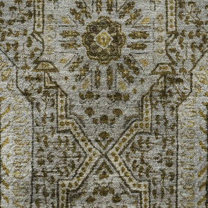 HomeRoots 8' X 10' Washable Taupe Ivory Gold Medallion Area Rug - Durable, UV Protected, Perfect for Homes! 708239
