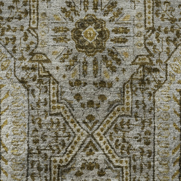 HomeRoots 8' X 10' Washable Taupe Ivory Gold Medallion Area Rug - Durable, UV Protected, Perfect for Homes! 708239