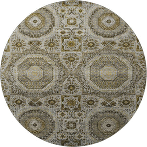 HomeRoots 8' X 10' Washable Taupe Ivory Gold Medallion Area Rug - Durable, UV Protected, Perfect for Homes! 708239