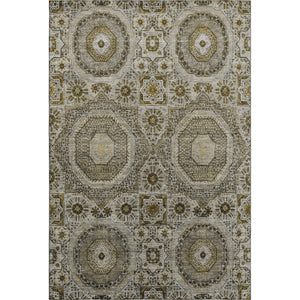 HomeRoots 9' X 12' Stylish Taupe Ivory Gold Medallion Area Rug - Washable, UV-Protected & Pet-Friendly! 708240
