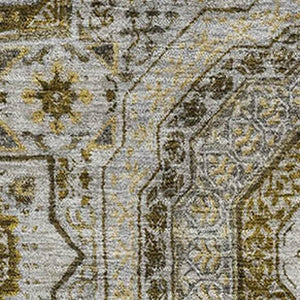 HomeRoots 9' X 12' Stylish Taupe Ivory Gold Medallion Area Rug - Washable, UV-Protected & Pet-Friendly! 708240