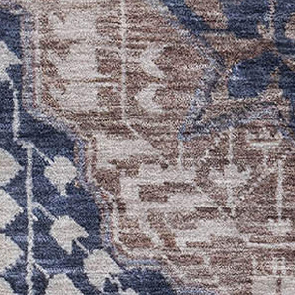 HomeRoots 5' X 8' Diamond Area Rug in Brown, Blue & Beige - Washable, UV-Protected, Stain-Resistant Comfort! 708243