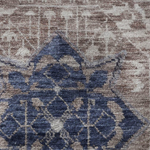 HomeRoots 8' X 10' Washable Area Rug in Brown, Blue & Beige - Durable, UV Protected, Perfect for Family Spaces! 708245