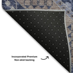 HomeRoots 9' X 12' Washable Area Rug in Brown, Blue & Beige Diamond Pattern – Durable UV-Protected Design! 708246
