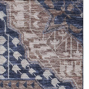 HomeRoots 9' X 12' Washable Area Rug in Brown, Blue & Beige Diamond Pattern – Durable UV-Protected Design! 708246