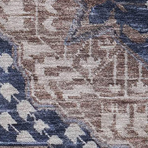 HomeRoots 10' Transitional Diamond Washable Area Rug in Brown, Blue & Beige - UV Protected & Durable Design 708247