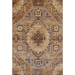 HomeRoots 8' Copper Beige and Gray Diamond Round Washable Rug - Stain-Resistant, UV Protected, Family Friendly! 708250