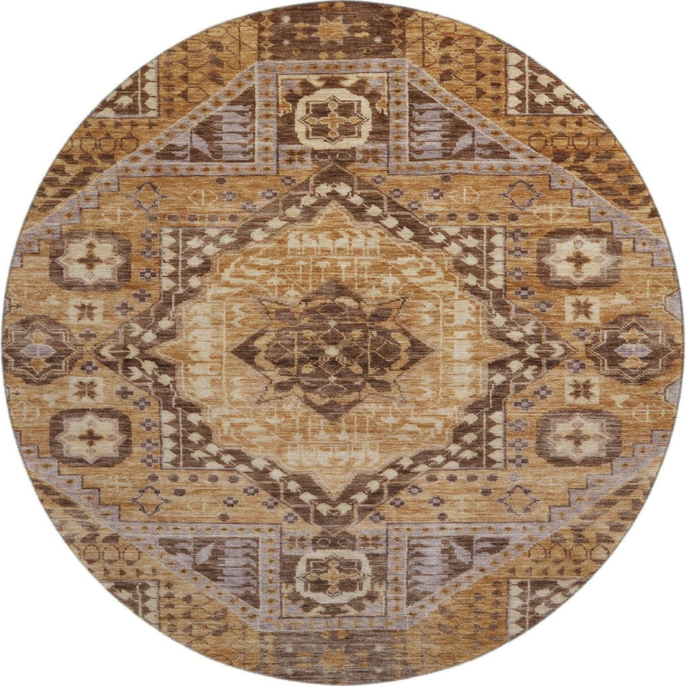 HomeRoots 8' X 10' Copper Beige & Gray Diamond Area Rug - Durable, Washable, UV Protected for Everyday Living 708251