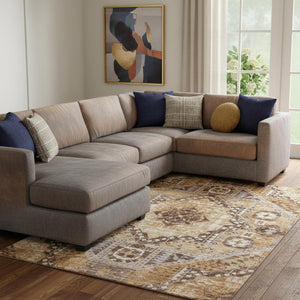 HomeRoots 9' X 12' Copper Beige and Gray Diamond Washable Area Rug with UV Protection for Busy Homes 708252