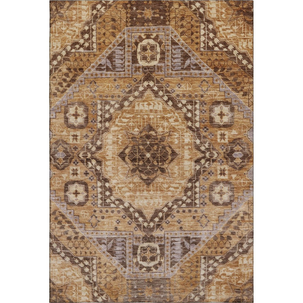 HomeRoots 9' X 12' Copper Beige and Gray Diamond Washable Area Rug with UV Protection for Busy Homes 708252