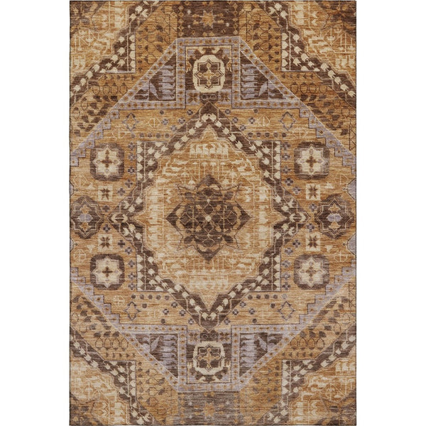 HomeRoots 10' X 14' Copper Beige & Gray Diamond Area Rug – Durable, Washable, UV Protected for Busy Homes 708253