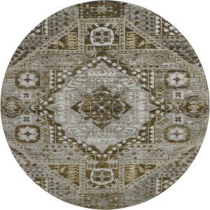 HomeRoots 8' X 10' Khaki Ivory Brown Diamond Area Rug - Durable, Washable, UV-Protected for High-Traffic Spaces 708257
