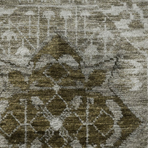 HomeRoots 8' X 10' Khaki Ivory Brown Diamond Area Rug - Durable, Washable, UV-Protected for High-Traffic Spaces 708257