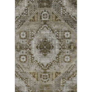 HomeRoots 9' X 12' Stylish Khaki Ivory Brown Diamond Area Rug - Durable, Washable, UV Resistant, Non-Slip 708258