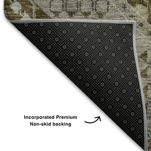 HomeRoots 9' X 12' Stylish Khaki Ivory Brown Diamond Area Rug - Durable, Washable, UV Resistant, Non-Slip 708258