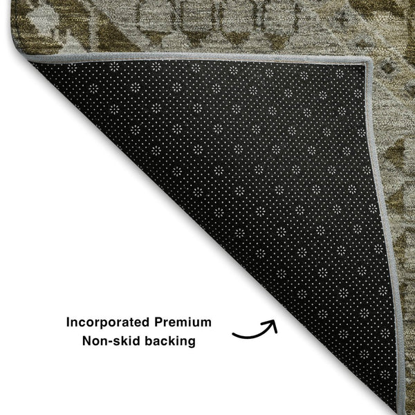 HomeRoots 9' X 12' Stylish Khaki Ivory Brown Diamond Area Rug - Durable, Washable, UV Resistant, Non-Slip 708258