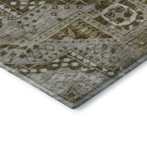 HomeRoots 9' X 12' Stylish Khaki Ivory Brown Diamond Area Rug - Durable, Washable, UV Resistant, Non-Slip 708258