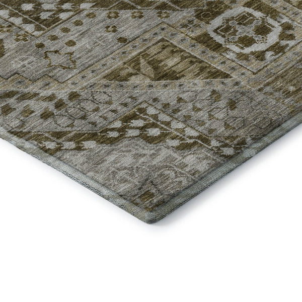 HomeRoots 9' X 12' Stylish Khaki Ivory Brown Diamond Area Rug - Durable, Washable, UV Resistant, Non-Slip 708258