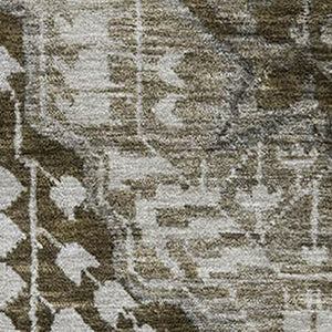 HomeRoots 9' X 12' Stylish Khaki Ivory Brown Diamond Area Rug - Durable, Washable, UV Resistant, Non-Slip 708258
