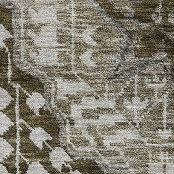 HomeRoots 9' X 12' Stylish Khaki Ivory Brown Diamond Area Rug - Durable, Washable, UV Resistant, Non-Slip 708258