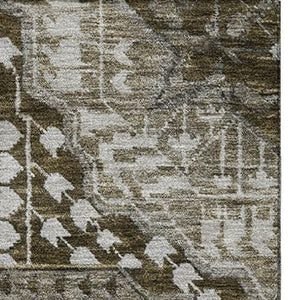 HomeRoots 9' X 12' Stylish Khaki Ivory Brown Diamond Area Rug - Durable, Washable, UV Resistant, Non-Slip 708258