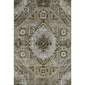 HomeRoots 10' Khaki Ivory & Brown Diamond Area Rug - Washable, UV Protected, Stain Resistant for High Traffic Homes 708259