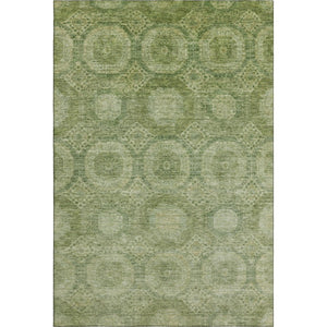 HomeRoots 5' X 8' Artichoke Green & Sage Abstract Geometric Area Rug – Durable, Washable & UV Resistant Design 708261