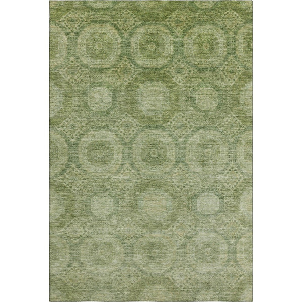 HomeRoots 5' X 8' Artichoke Green & Sage Abstract Geometric Area Rug – Durable, Washable & UV Resistant Design 708261