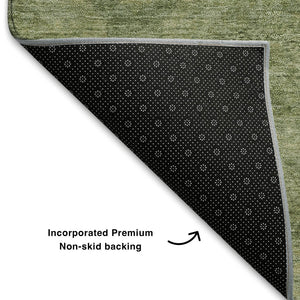 HomeRoots 5' X 8' Artichoke Green & Sage Abstract Geometric Area Rug – Durable, Washable & UV Resistant Design 708261