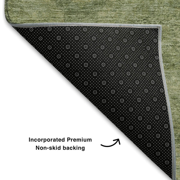 HomeRoots 5' X 8' Artichoke Green & Sage Abstract Geometric Area Rug – Durable, Washable & UV Resistant Design 708261