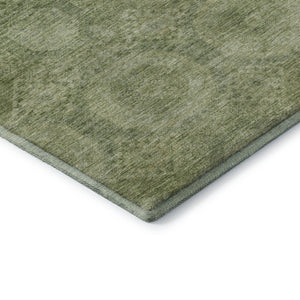 HomeRoots 5' X 8' Artichoke Green & Sage Abstract Geometric Area Rug – Durable, Washable & UV Resistant Design 708261