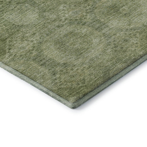 HomeRoots 5' X 8' Artichoke Green & Sage Abstract Geometric Area Rug – Durable, Washable & UV Resistant Design 708261