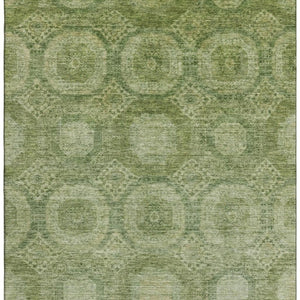 HomeRoots 5' X 8' Artichoke Green & Sage Abstract Geometric Area Rug – Durable, Washable & UV Resistant Design 708261