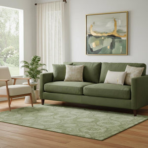 HomeRoots 8' Artichoke Green and Sage Round Rug - Machine Washable, UV Protected, Kid & Pet Friendly Design! 708262