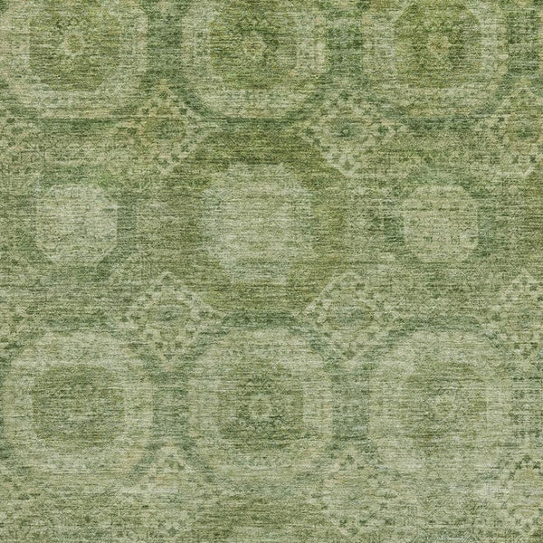 HomeRoots 8' Artichoke Green and Sage Round Rug - Machine Washable, UV Protected, Kid & Pet Friendly Design! 708262
