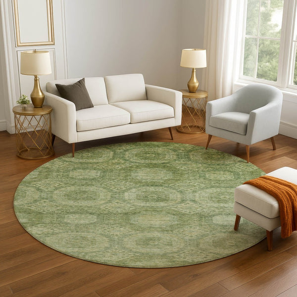 HomeRoots 8' X 10' Contemporary Artichoke Green Area Rug with Stain Resistance & UV Protection for Homes 708263