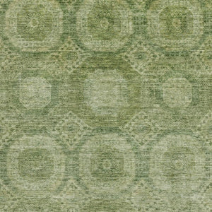 HomeRoots 9' X 12' Artichoke Green & Sage Washable Area Rug - Stylish Geometric Design with UV Protection! 708264