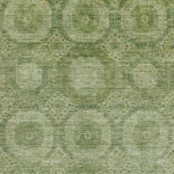 HomeRoots 9' X 12' Artichoke Green & Sage Washable Area Rug - Stylish Geometric Design with UV Protection! 708264