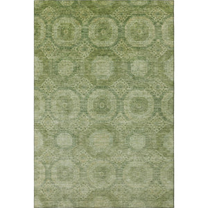 HomeRoots 10' Abstract Geometric Washable Area Rug in Artichoke Green & Sage – UV Resistant & Durable Design 708265
