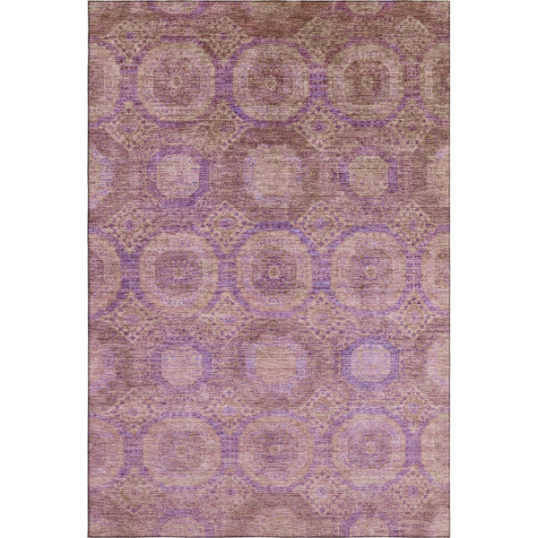 HomeRoots 5' X 8' Washable Blush & Purple Abstract Geometric Area Rug - Durable, UV-Protected & Stylish Design 708267