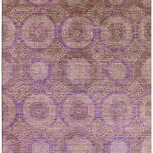 HomeRoots 5' X 8' Washable Blush & Purple Abstract Geometric Area Rug - Durable, UV-Protected & Stylish Design 708267