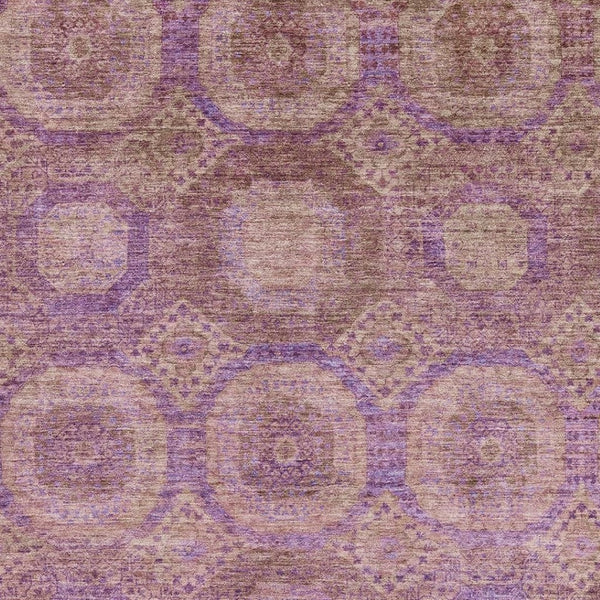 HomeRoots 8' Blush and Purple Abstract Geometric Washable Round Rug – Stylish, Durable, UV & Stain Resistant! 708268