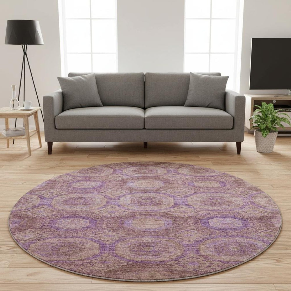 HomeRoots 8' X 10' Washable Blush & Purple Geometric Area Rug – Soft, Durable, UV-Protected for Busy Homes 708269