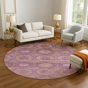 HomeRoots 8' X 10' Washable Blush & Purple Geometric Area Rug – Soft, Durable, UV-Protected for Busy Homes 708269