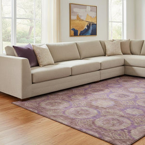HomeRoots 9' X 12' Modern Blush & Purple Abstract Geometric Area Rug - Washable, Stain-Resistant, UV Safe! 708270
