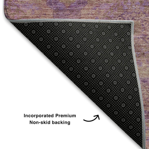 HomeRoots 10' Blush and Purple Abstract Geometric Area Rug - Washable, UV Protected, Stylish & Durable Design 708271