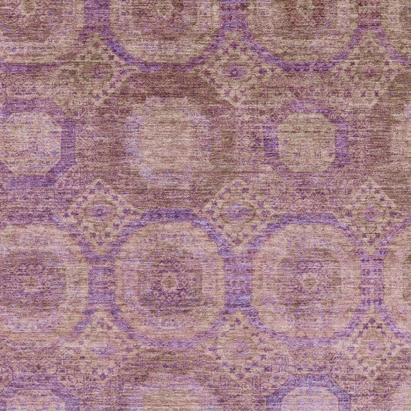 HomeRoots 10' Blush and Purple Abstract Geometric Area Rug - Washable, UV Protected, Stylish & Durable Design 708271